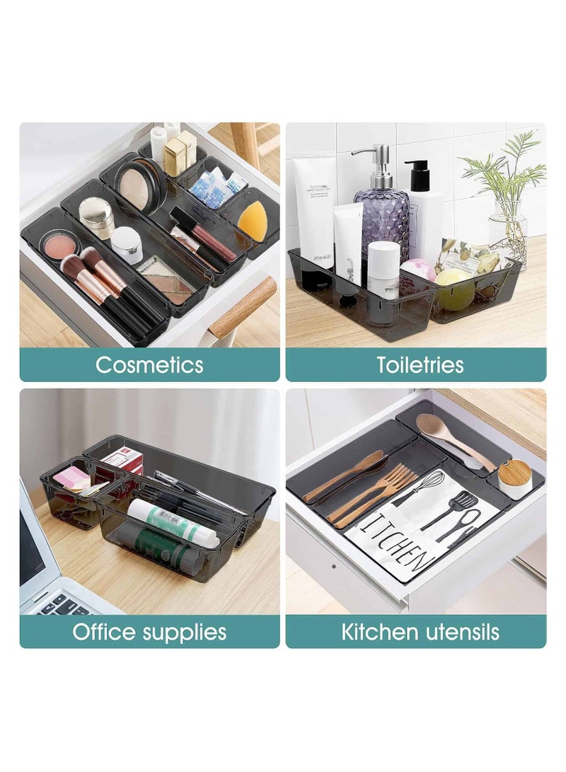 Anmi Premium 32-Piece Drawer Organizer Set, 4 Versatile Sizes | Multi-Purpose Clear Storage Bins for Makeup, Kitchen, Office & Jewelry | Durable & Stackable Desk Trays - Black - Image 4